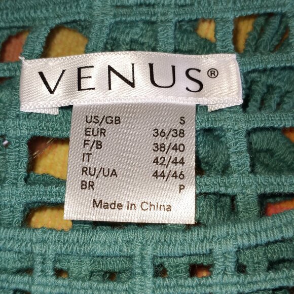 Trendy teal Boho open crochet top shirt cover up - Picture 5 of 15